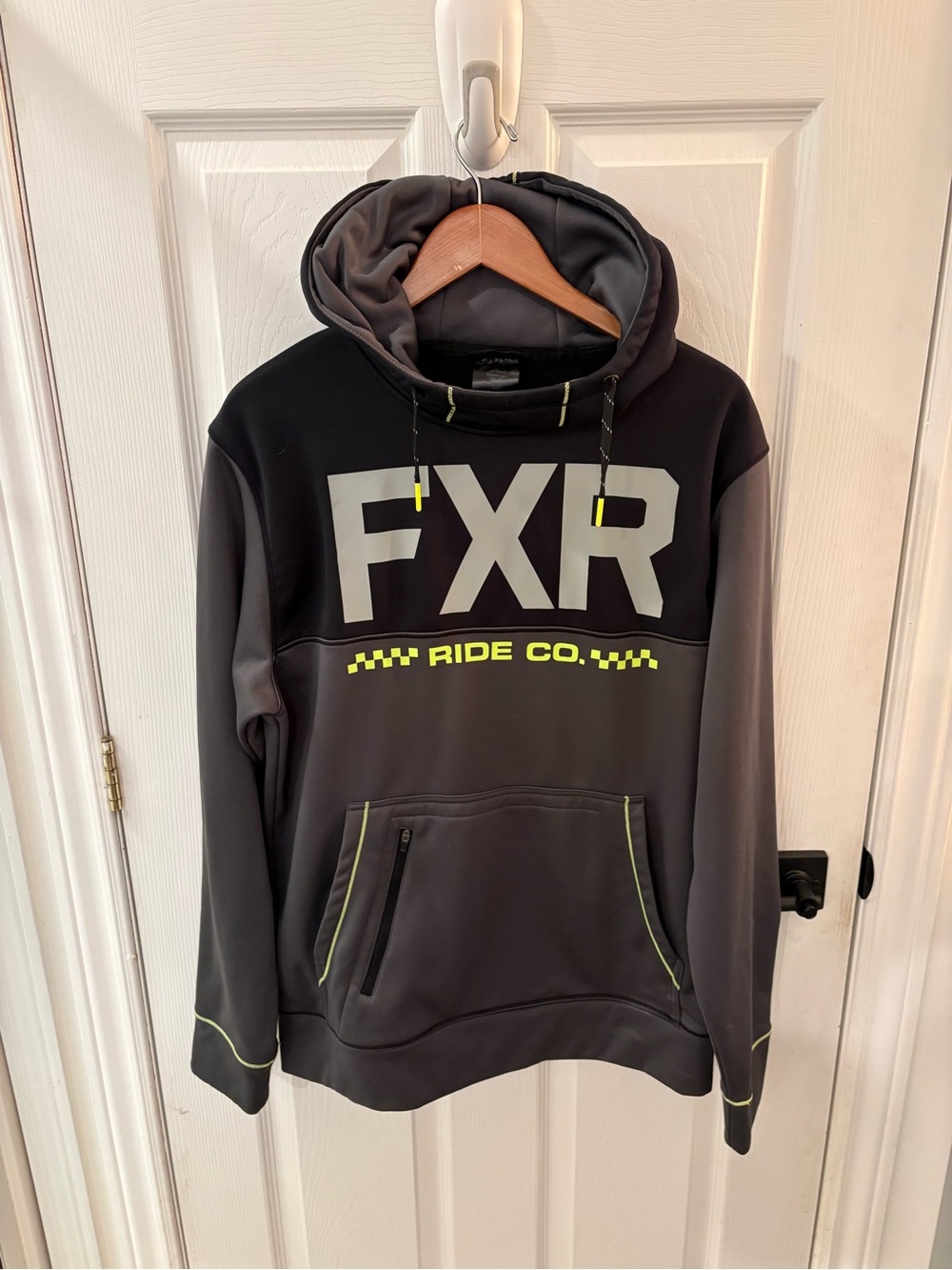 FXR Racing Men's Gray & Black Pullover Hoodie with Neon Accent